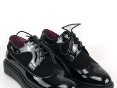 Pantofi oxford dama cu varf rotund negri Kaia