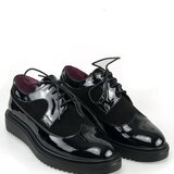 Pantofi oxford dama cu varf rotund negri Kaia